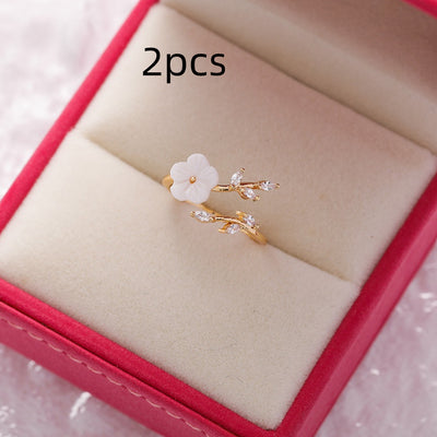 Anillo Flor de Cristal Diamante con Circonita Micro Incrustada - Diseño Abierto Ajustable - Image 16
