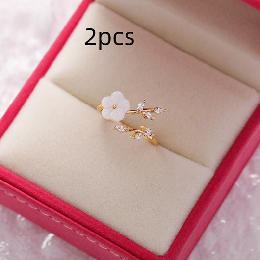 Anillo Flor de Cristal Diamante con Circonita Micro Incrustada - Diseño Abierto Ajustable - Image 16