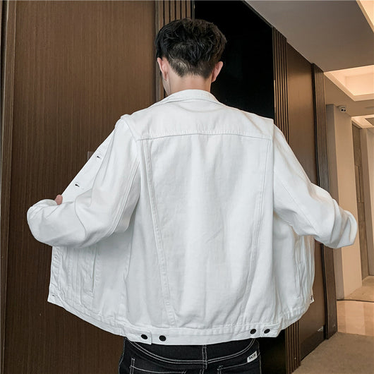Chaqueta de Trabajo Denim Negro para Hombre - Estilo Versátil Primavera Otoño - Image 5