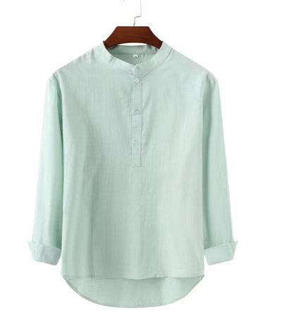 Camisa Casual para Hombre con Cuello de Pie y Puños Reforzados - Image 10