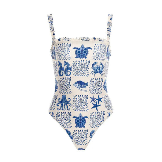 Traje de Baño Estampado Hombros Descubiertos con Tirantes Finos para Mujer - Image 4