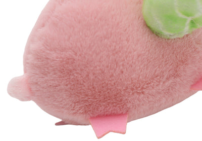 Pink plush pig cat toy with green wings, featuring sound and vibration, 15.5cm long, with USB charging. - Image 8