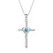 Sterling Plateado Cross Pendant Trendy Clavicle Chain Azul Pendant