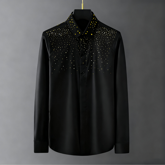 Blusa Elegante con Strass de Manga Larga