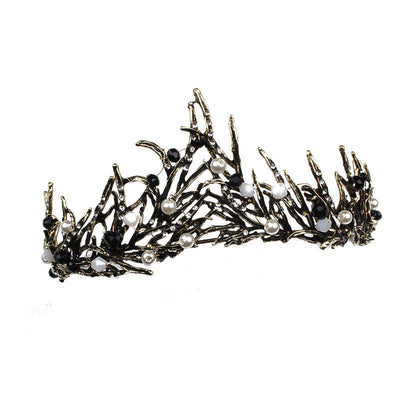 Vestido de Novia Negro con Corona Grande Elegante - Image 8