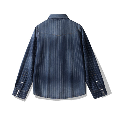Camisa Denim a Rayas con Efecto Vintage Desgastado - Image 28