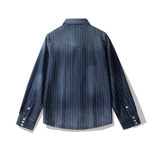 Camisa Denim a Rayas con Efecto Vintage Desgastado - Image 28