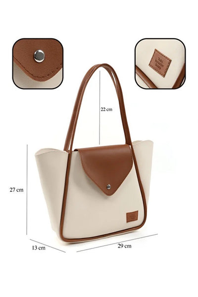 Bolso Tote de Cuero Sintético con Cierre de Botón - Bolsa de Mano y Hombro - Image 4