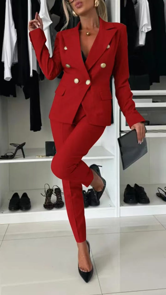 Blazer Doble Botonadura Slim con Pantalón Deportivo Mujer - Image 19