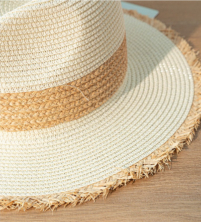 Sombrero de Paja Retro con Combinación de Colores y Protección Solar - Image 17