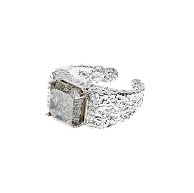Anillo de Plata 925 con Circón y Superficie Texturizada - Ajustable - Image 9