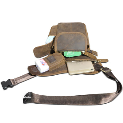Bolsa de Cintura de Cuero Curtido al Aceite Vintage para Hombre - Estilo Outdoor - Image 27