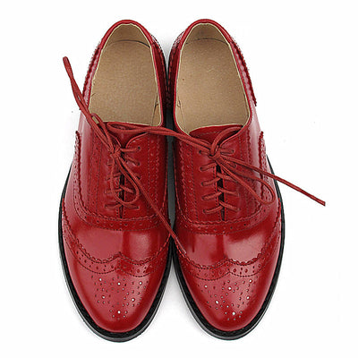 Zapatos Planos Punta Aguda Cuero Estilo Británico para Mujer - Image 18