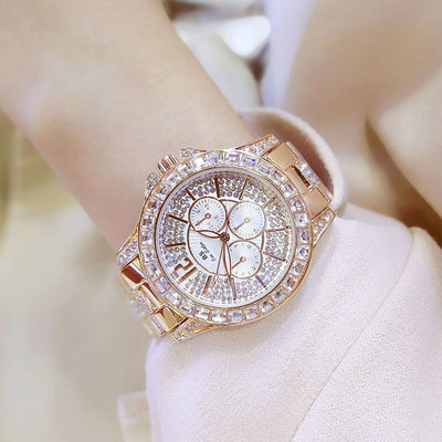 Reloj de Tres Ojos con Cristal Diamante Completo, Esfera Grande y Resistencia al Agua - Image 6