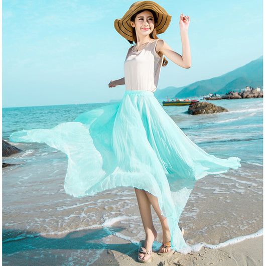 Vestido Playero Elegante de Gasa de Seda Dorada - Corte Amplio - Image 25