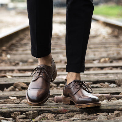 Zapatos de Cuero Retro Británico Hechos a Mano para Hombre - Image 10