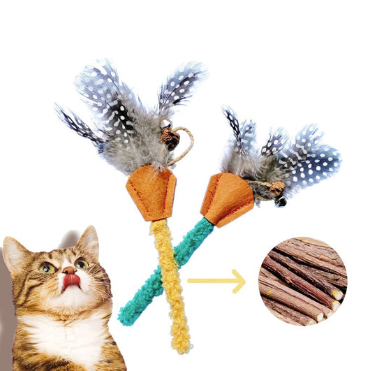 Palo de Madera Poligono con Pluma para Gatos - Juguete Mordedor Natural - Image 17