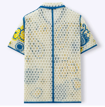 Polo Cardigan de Punto Calado Étnico Retro para Hombre - Image 12