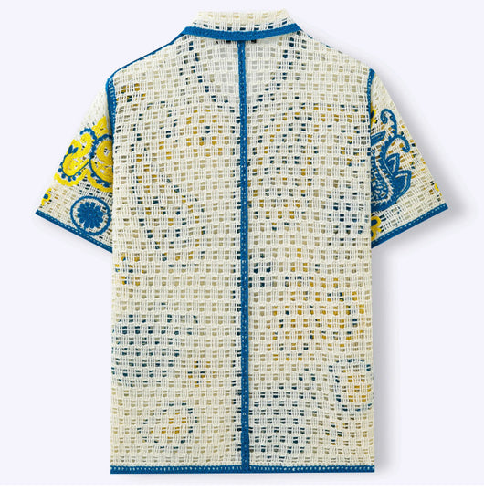 Polo Cardigan de Punto Calado Étnico Retro para Hombre - Image 12