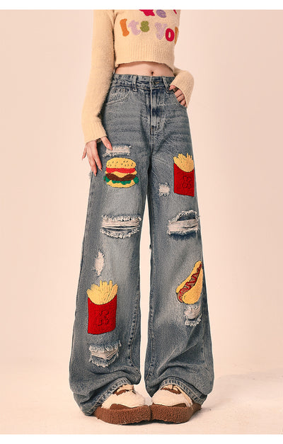 Pantalones Vaqueros Rotos Oversized de Pierna Recta Ancha para Mujer - Image 9