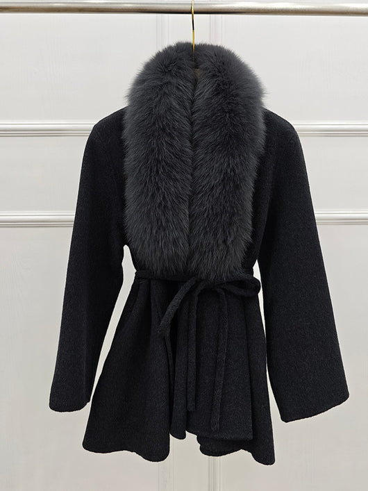 Abrigo Reversible de Cashmere y Piel de Zorro Midi para Invierno - Image 8