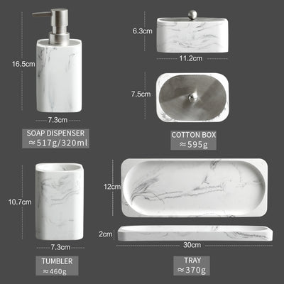 Juego de Baño Cuatro Piezas Estilo Nórdico con Mármol en Resina - Image 7