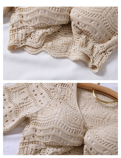 Bikini Tejido Beige con Mangas Cortas Divididas - Image 18