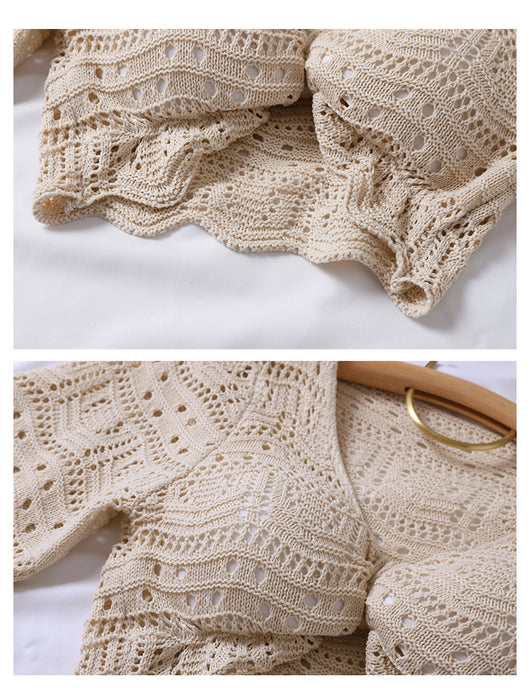 Bikini Tejido Beige con Mangas Cortas Divididas - Image 18
