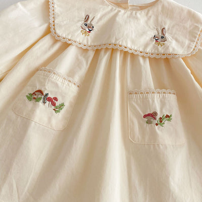 Vestido Infantil Coreano con Bordado de Conejo Animado - Image 3
