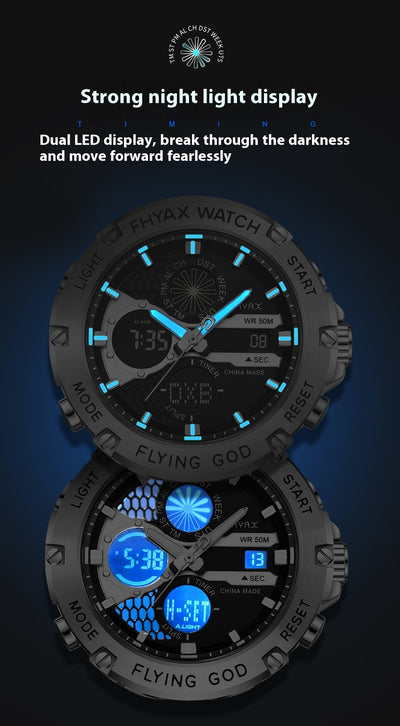 Reloj Empresarial Doble Pantalla Luminoso Resistente al Agua - Image 8