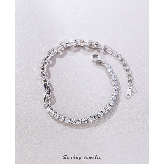 Pulsera de Diamantes Cosidos en Plata 925 Estilo Retro - Image 3