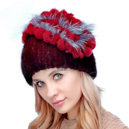 Gorro de Piel de Visón y Zorro Tejido - Colección Otoño Invierno - Image 7