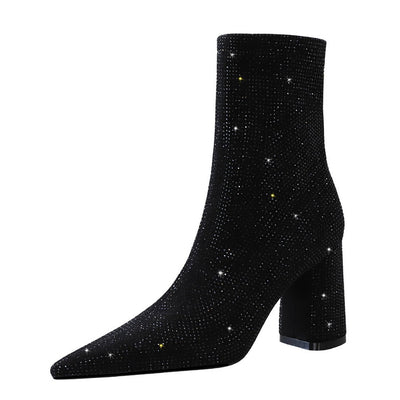 Botas de Tacón Alto con Pedrería y Punta Afilada para Mujer - Image 3
