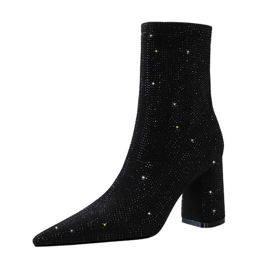 Botas de Tacón Alto con Pedrería y Punta Afilada para Mujer - Image 3
