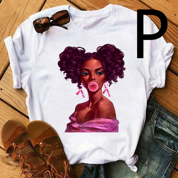 Camiseta Estampada Mujer African Black Girl - Manga Corta