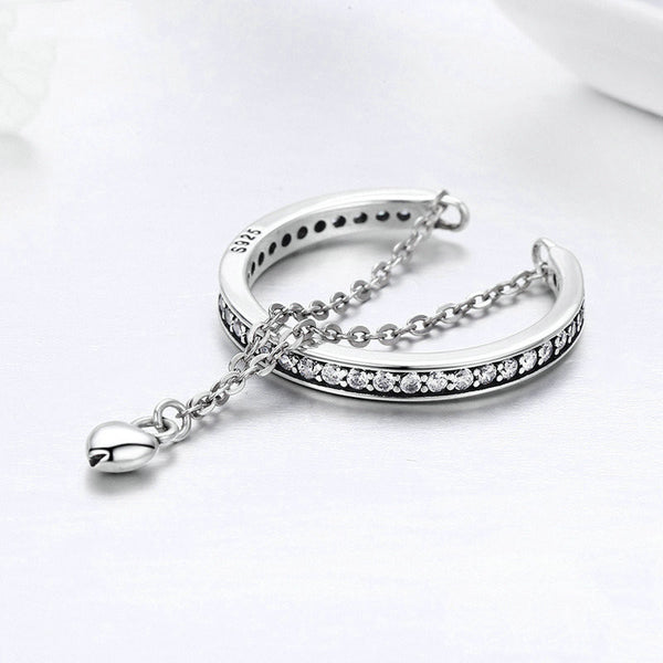 Anillo de Corazón en Plata Sterling S925 con Diamantes para Mujer