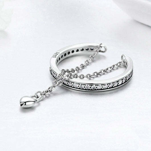 Anillo de Corazón en Plata Sterling S925 con Diamantes para Mujer