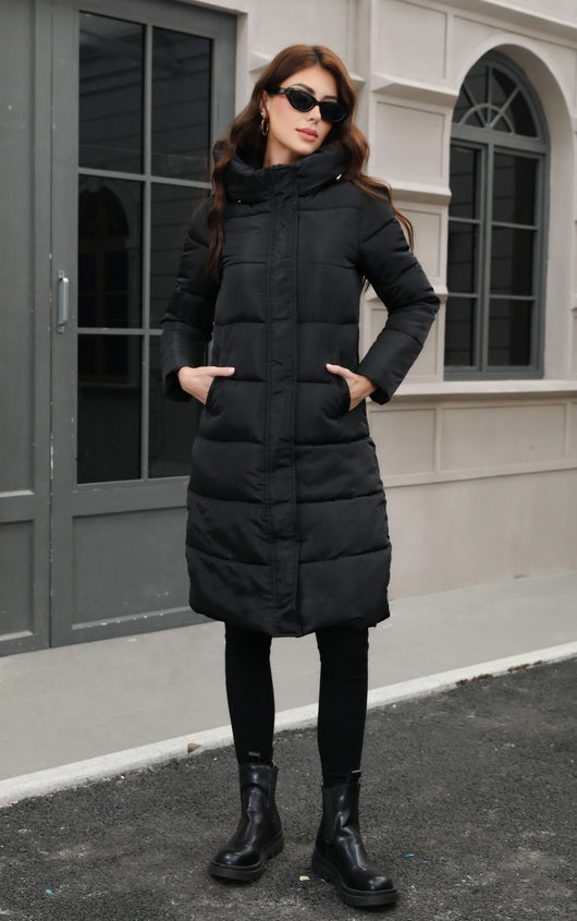 Chaqueta Larga de Algodón Grueso con Capucha - Ajuste Slim Resistente al Frío - Image 13