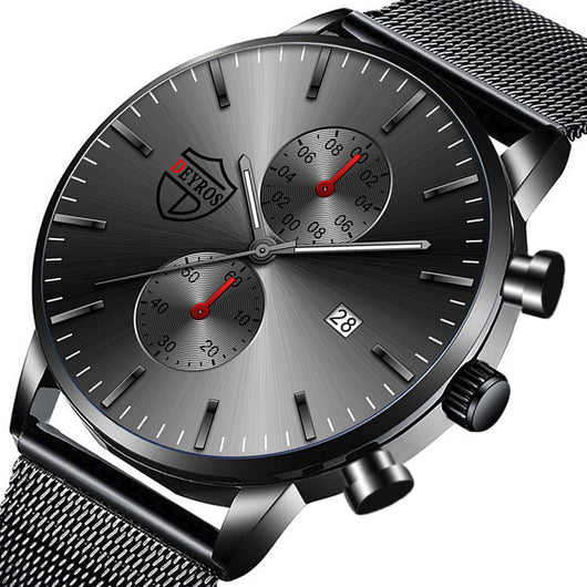 Reloj de Hombre con Malla Metálica, Calendario y Luz Nocturna - Image 9