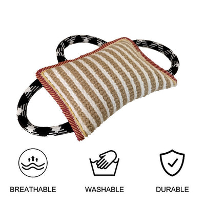 Juguete de Cuerda para Perros con 3 Asas - Almohada de Yute Resistente para Tirar - Image 4