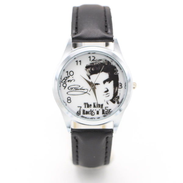 Reloj de Cuarzo Casual Unisex con Patrón Elvis y Correa Ajustable
