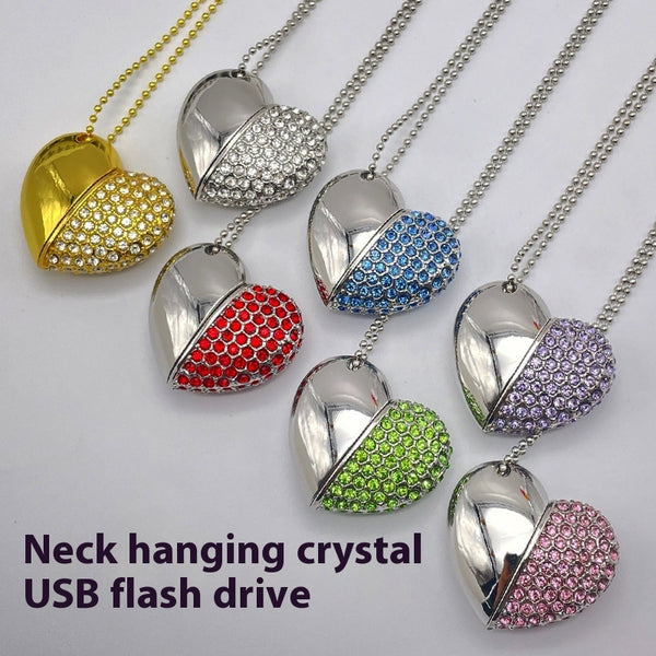 Memoria USB Corazón con Incrustaciones de Moda
