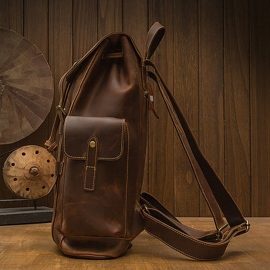 Mochila de Cuero Retro Crazy Horse para Hombre - Bolsa Casual Versátil - Image 2