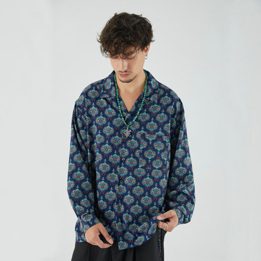 Camisa Retro Morphed Flor de Marañón Cuello Cubano para Hombre - Image 9