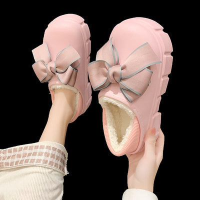 Pantuflas de Algodón con Lazo Cálidas y Impermeables para Casa - Image 4