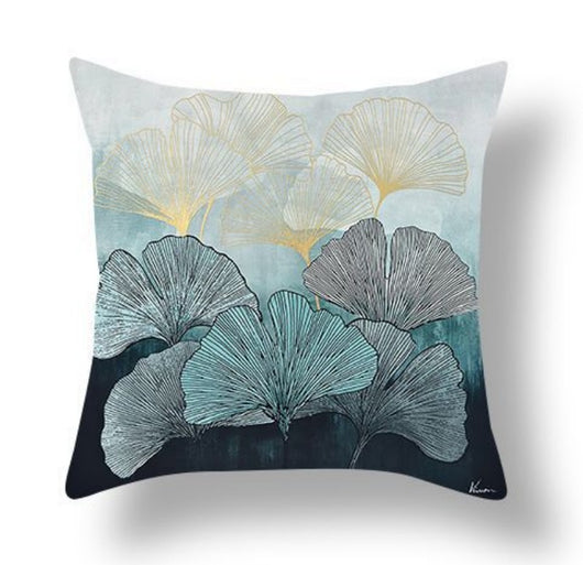 Funda de Almohada Terciopelo Melocotón con Estampado Ginkgo - Image 5