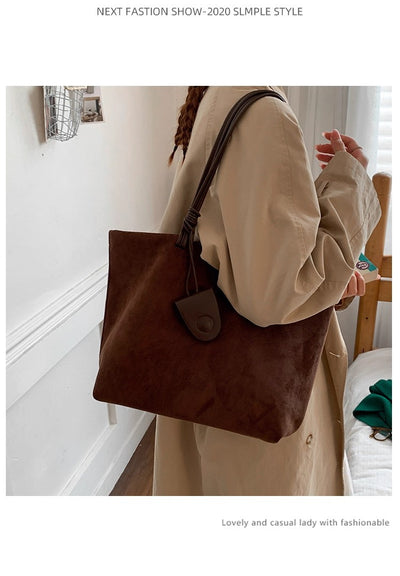 Bolso de Hombro Retro Ante Otoño Invierno Gran Capacidad Premium - Image 9