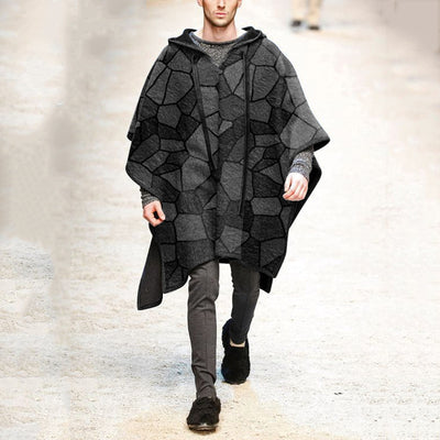 Poncho Pullover de Lana con Estampado Geométrico para Hombre - Image 11