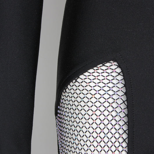 Jumpsuit Asimétrico de Cintura Alta con Pantalón Acampanado de Malla - Image 10
