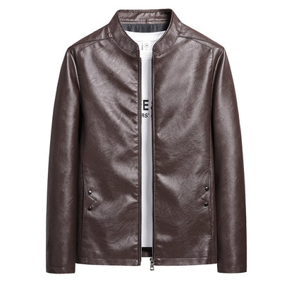 Chaqueta de Cuero PU Ajustada para Hombre con Cuello Alzado Estilo Motociclista - Image 5